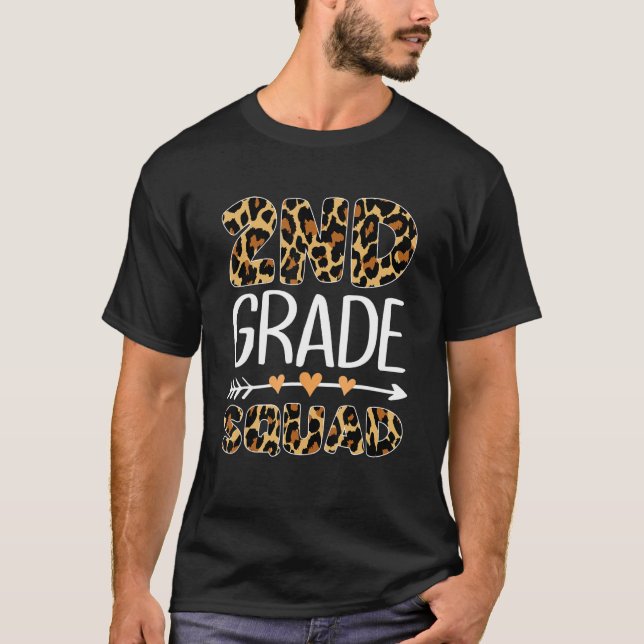 Back To School Second Grade 2nd Grade Squad Leopar T-Shirt (Front)