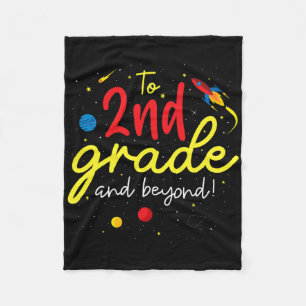 Back To School Second Grade Boy Girl Space 2nd Gra Fleece Blanket
