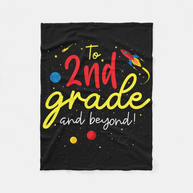 Back To School Second Grade Boy Girl Space 2nd Gra Fleece Blanket (Front)