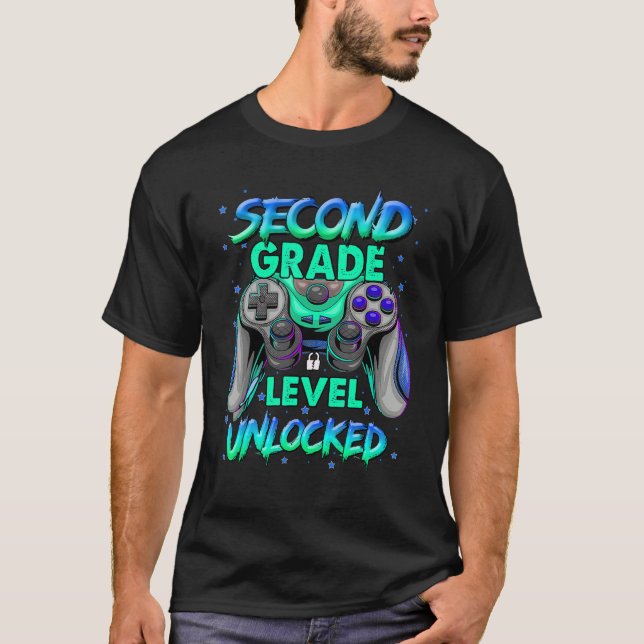 Back To School Second Grade Level Unlocked Video G T-Shirt (Front)