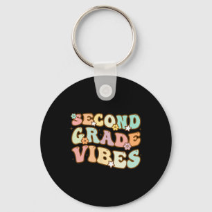 Back To School Second Grade Vibes Retro Teacher Wo Key Ring