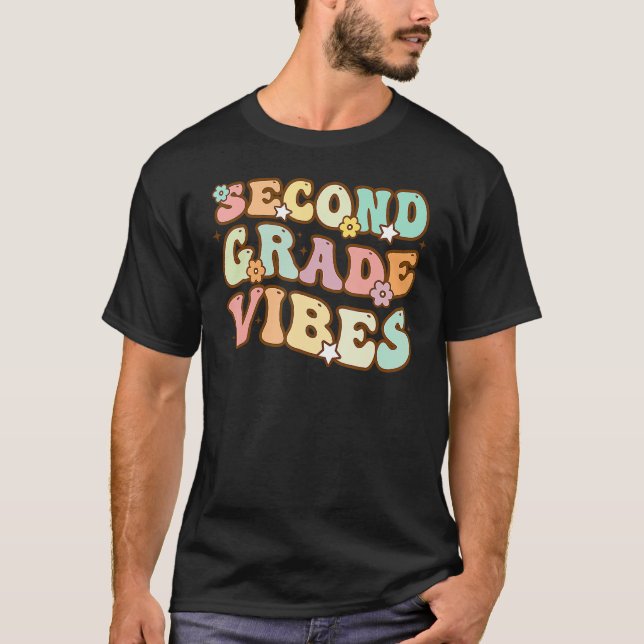 Back To School Second Grade Vibes Retro Teacher Wo T-Shirt (Front)