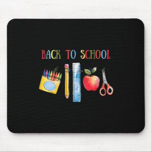 Back To School Shirt Apple Crayons Pencil Ruler Cu Mouse Pad