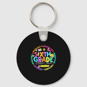Back to school sixth grade dream team teacher kids key ring