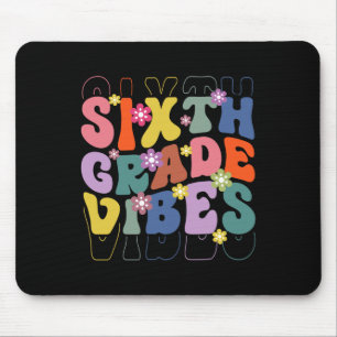 Back To School Sixth Grade Vibes Retro Teacher Wom Mouse Pad