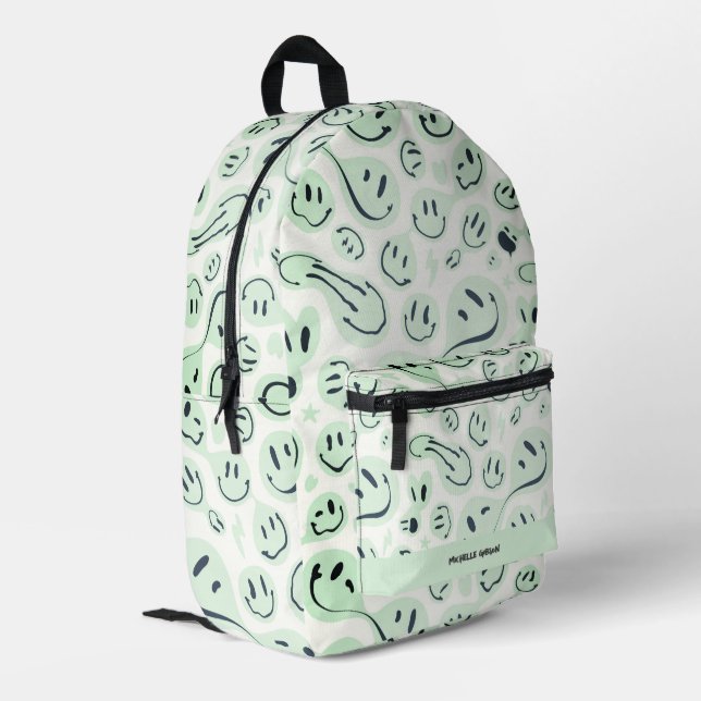 Back to School Smile Green Pastel Modern Printed Backpack (Back Corner Left)