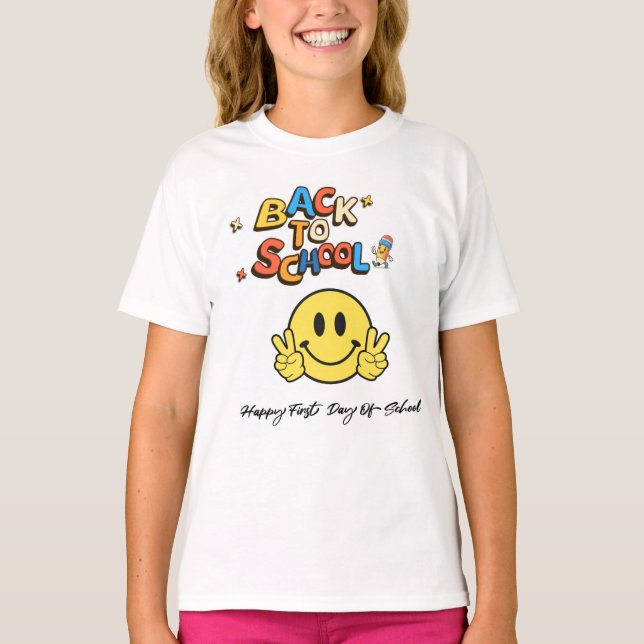 Back to school smiley Face T-shirt (Front)