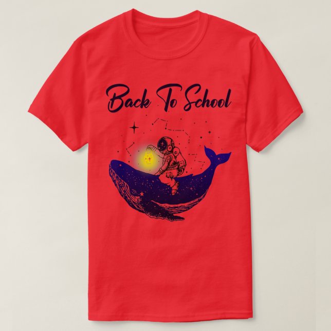 Back To School Space Whale Astronaut T-Shirt (Design Front)