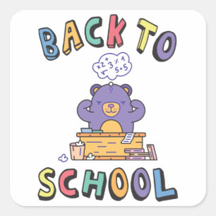 Back to school square sticker
