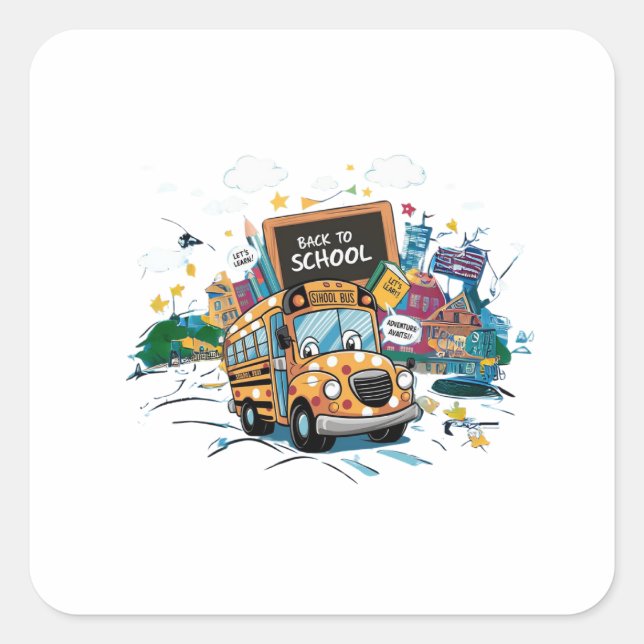 Back To School Square Sticker (Front)