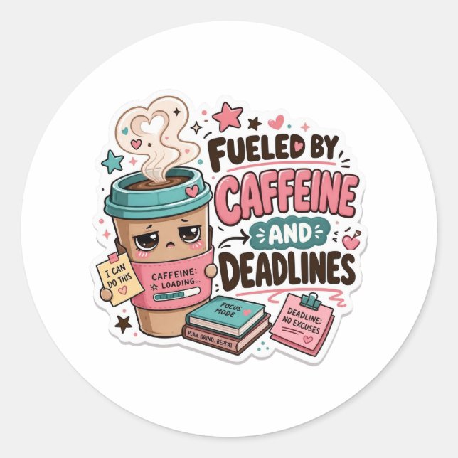 Back to School Stickers Fuelled by Caffeine and De (Front)