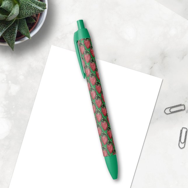 Back To School Strawberry Fruit Pattern Black Ink Pen (This strawberry patten pen is a fun gift idea for back to school. )