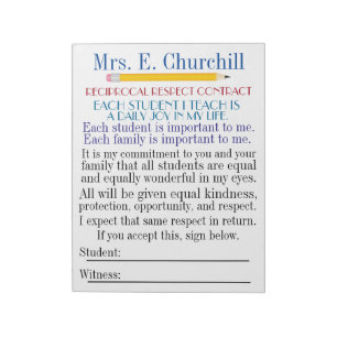 Back to School Student Contract Note Pad