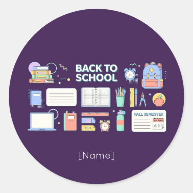Back to School Supplies Classic Round Sticker (Front)