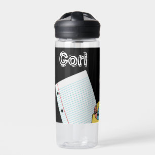 Back to School Supplies Custom Name  Water Bottle