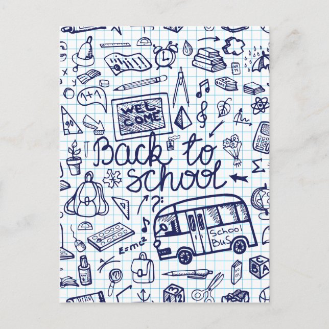Back to School Supplies. Sketchy Notebook decor Postcard (Front)