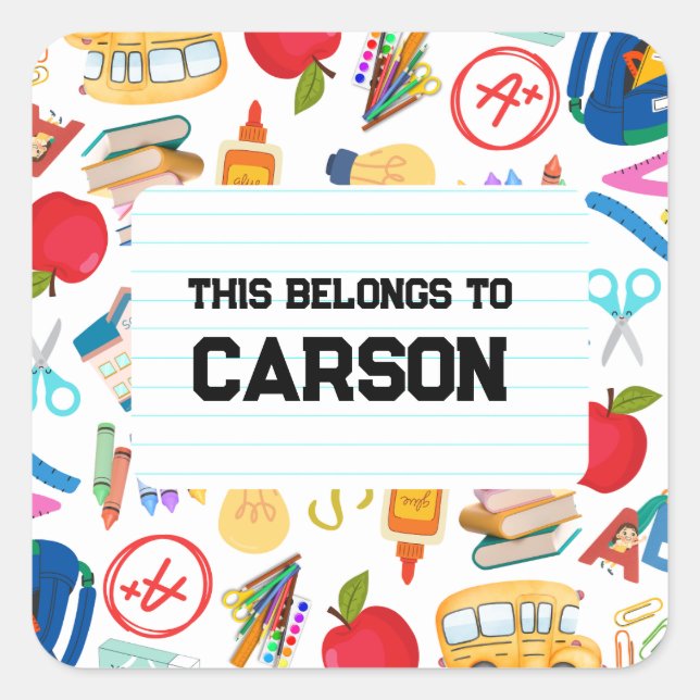 Back To School Supplies Square Sticker (Front)