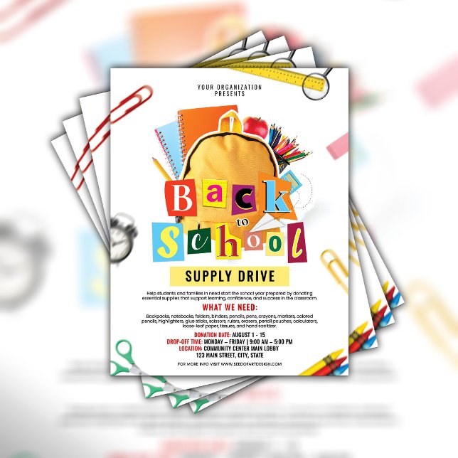 Back to School Supply Drive Flyer Template (Back To School Supply Drive Flyer)