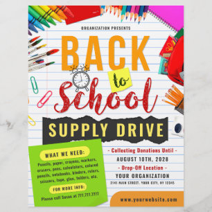 Back To School Supply Drive Fundraiser Flyer