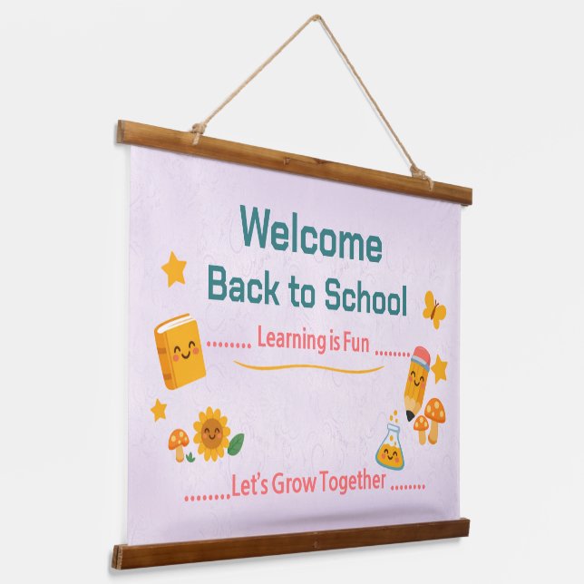 Back to School Tapestry Welcome Classroom Decor (Angled)