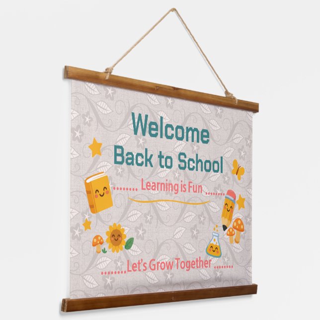 Back to School Tapestry Welcome Classroom Decor (Angled)