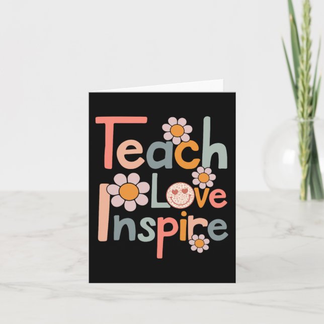 Back To School Teach Love Inspire Retro Teachers W Card (Front)