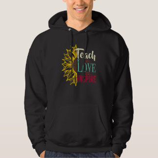 Back To School Teach Love Inspire Retro Teachers W Hoodie