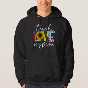 Back To School Teach Love Inspire Retro Teachers W Hoodie