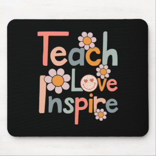 Back To School Teach Love Inspire Retro Teachers W Mouse Pad