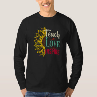 Back To School Teach Love Inspire Retro Teachers W T-Shirt