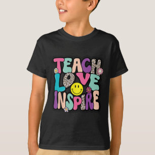 Back To School Teach Love Inspire Retro Teachers W T-Shirt