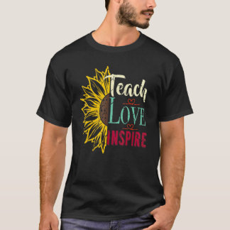 Back To School Teach Love Inspire Retro Teachers W T-Shirt