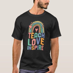 Back To School Teach Love Inspire Retro Teachers W T-Shirt