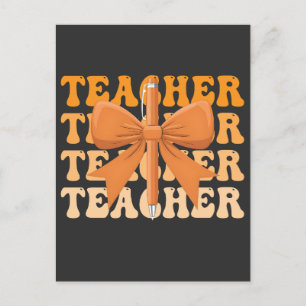 Back to School Teacher appreciation Bow Coquette Invitation Postcard