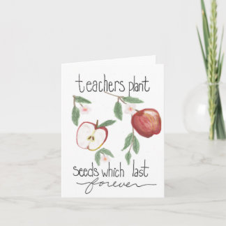 Back to school teacher appreciation card, apple card