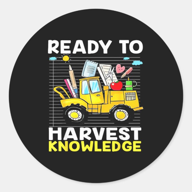 Back To School Teacher Farming Tractor Farmer Kids Classic Round Sticker (Front)