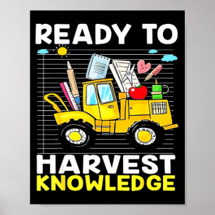 Back To School Teacher Farming Tractor Farmer Kids Poster