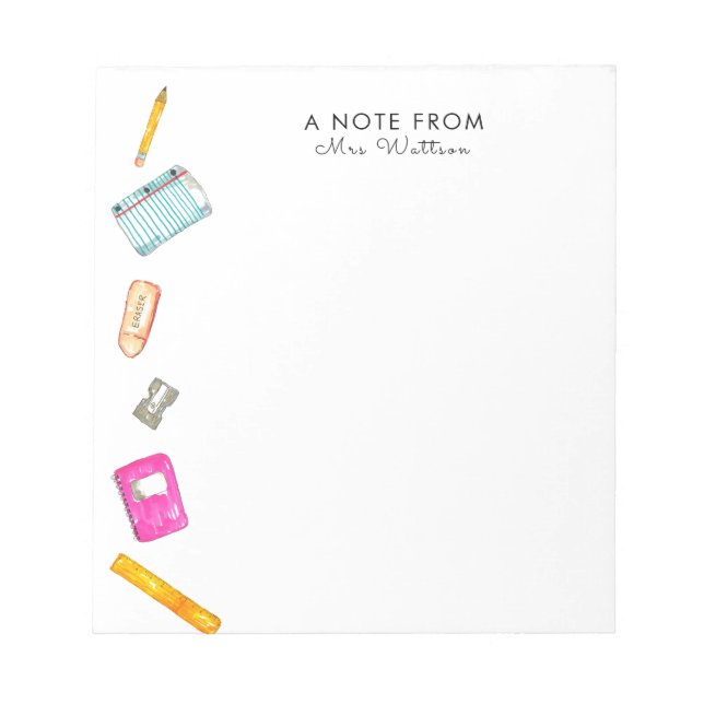 Back to school teacher gift notepad (Front)