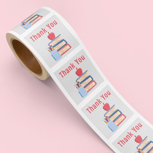 Back to school Teacher Kids Thank You Cute Pink Square Sticker (Creator Uploaded)