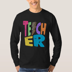 Back To School Teacher Leopard Thunder Motivationa T-Shirt