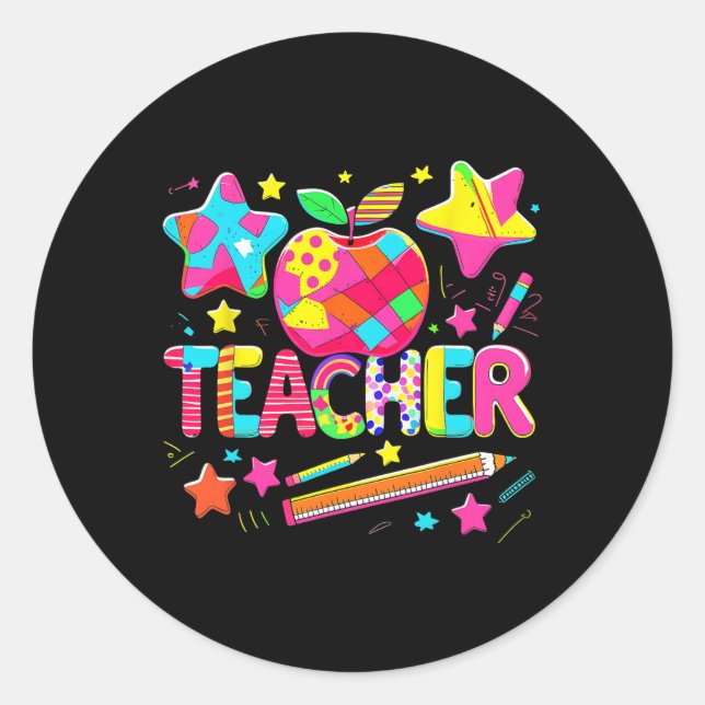 Back To School Teacher Life Inspirational Teach Lo Classic Round Sticker (Front)