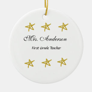 Back to school teacher name golden stars appreciat ceramic tree decoration