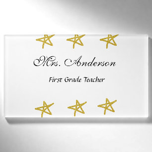 Back to school teacher name golden stars appreciat tag