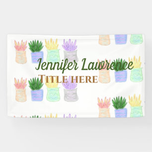Back to school teacher name title succulents plant banner