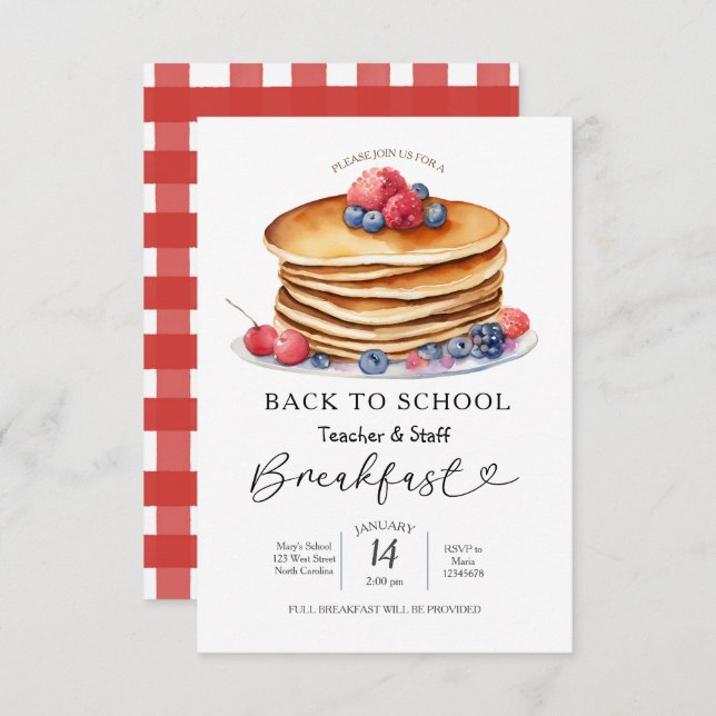 BACK TO SCHOOL TEACHER & STAFF BREAKFAST Invite (Front/Back)