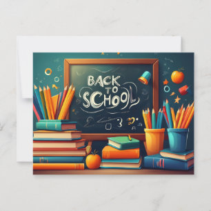 Back to School Teacher Welcome Blackboard Books Postcard