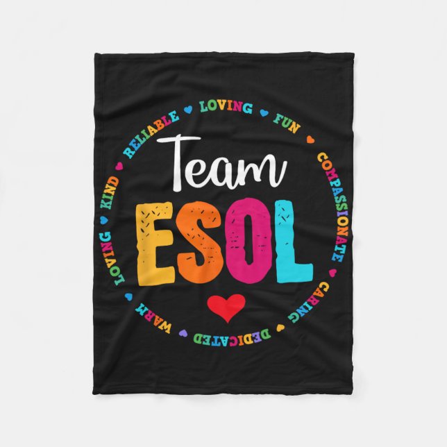 Back To School Teachers Crew Students - Team Esol  Fleece Blanket (Front)