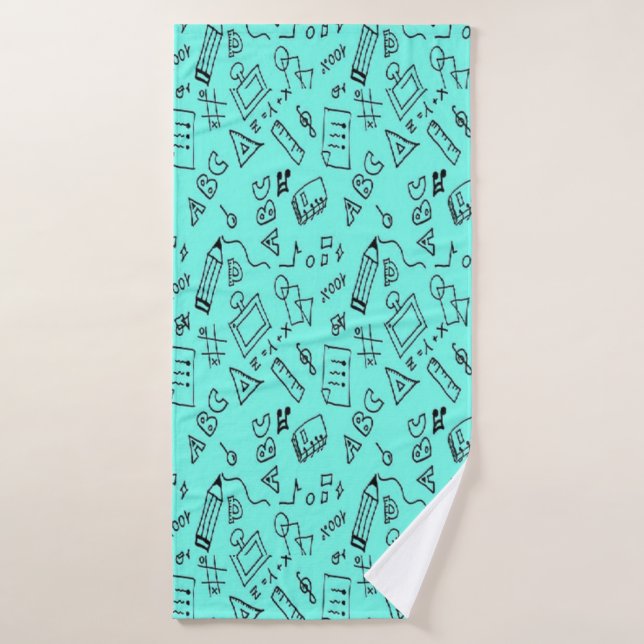 Back to school teal bath towel (Bath Towel)