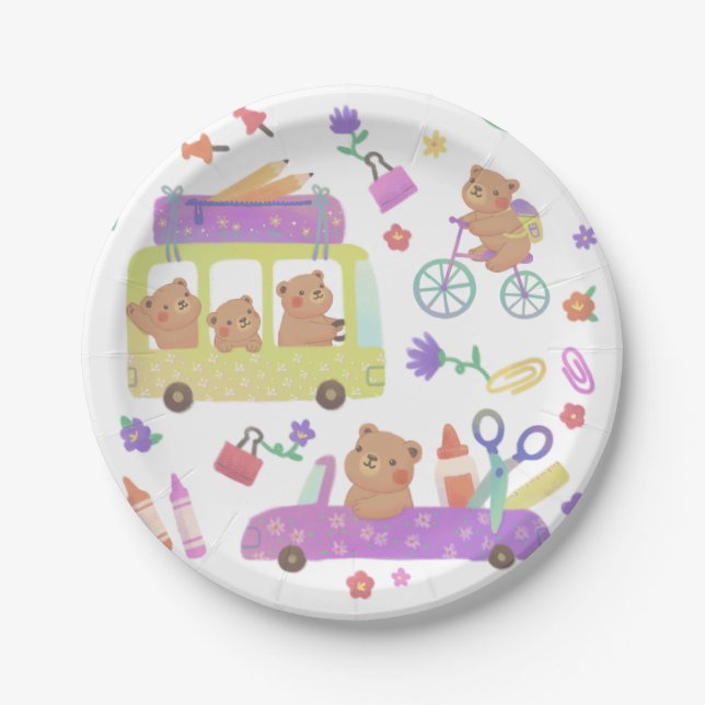 Back to School: Teddy's Ready for School Paper Plate (Front)