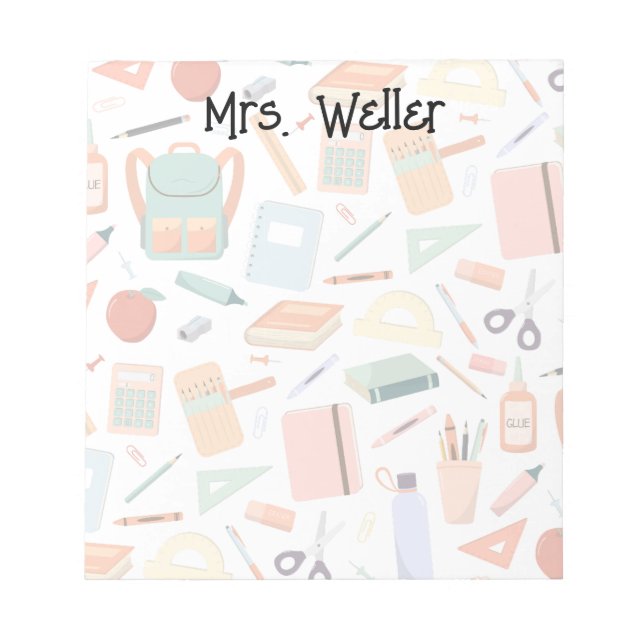 Back To School Themed Personalised Notepad (Front)